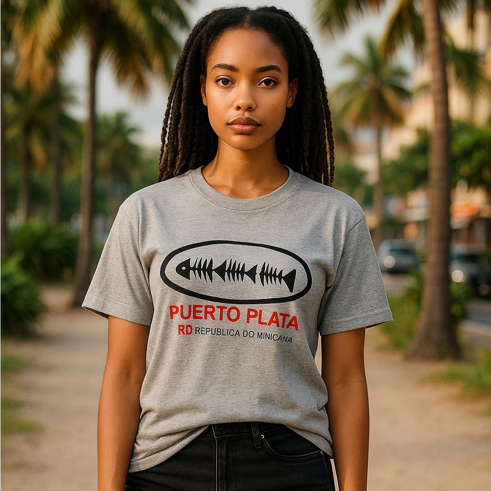Gray Fishbone Graphic T-Shirt